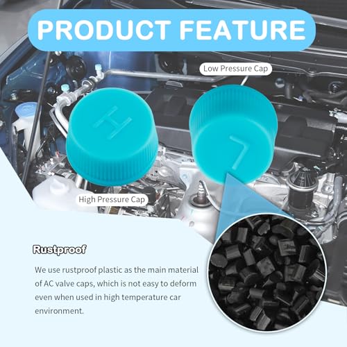 2PCS Car Air Conditioner Valve Caps,Dustproof Car AC Caps with - Product Imagery
