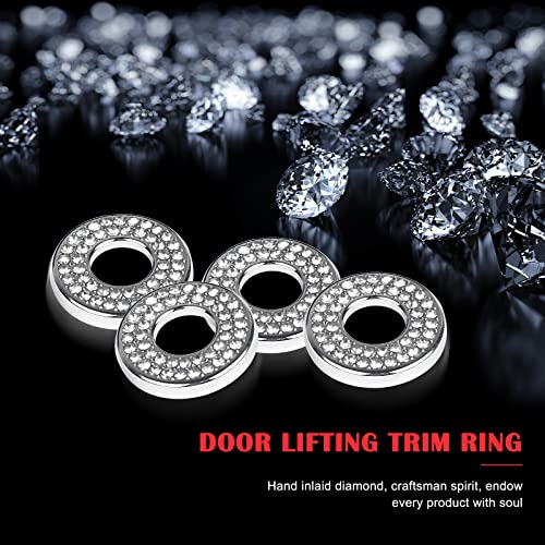 4 Pack Bling Car Inner Door Lock Covers, Rhinestones Pull Rod - Product Imagery