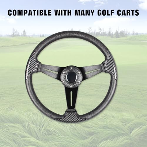 13.8" Golf Cart Steering Wheel wiith Carbon Fiber Grip Leaher - Product Imagery