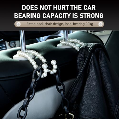 2PCS Car Pearl Seat Headrest Hooks, Elegant Exquisite Purse Hook - Product Imagery