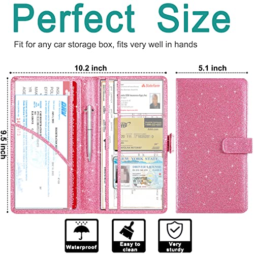 RSAquar Car Registration & Insurance Holder - Leather Glove Box - Product Imagery