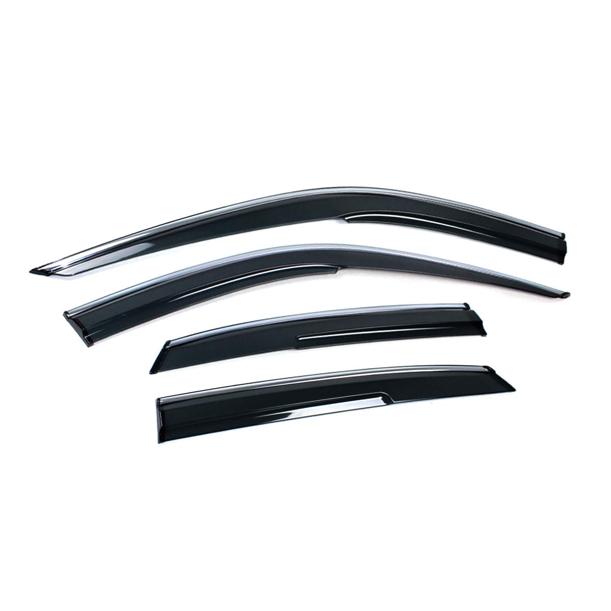 Premium Chrome Trim MU Style Smoke Tinted Window Visor Rain - Product Imagery