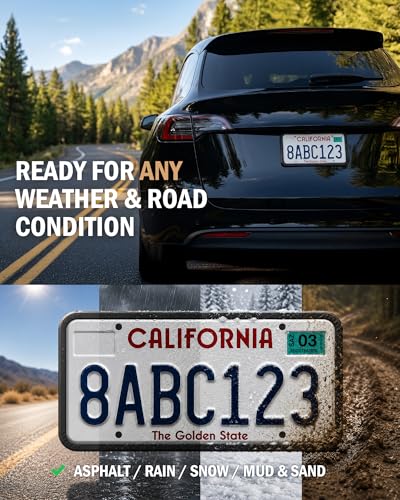 Aujen Silicone License Plate Frames Black, 2 Pack Car License - Product Imagery