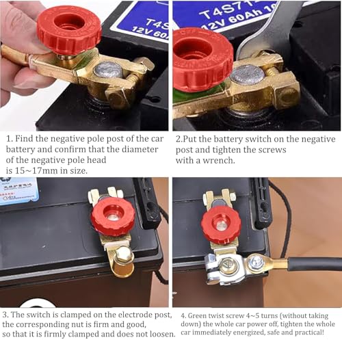 Top Post Battery Disconnect Switch, 12V/125A, Red - Product Imagery
