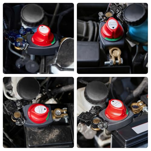 Spurtar Top Post Auto Battery Disconnect Switch 12V-48V, Red - Product Imagery