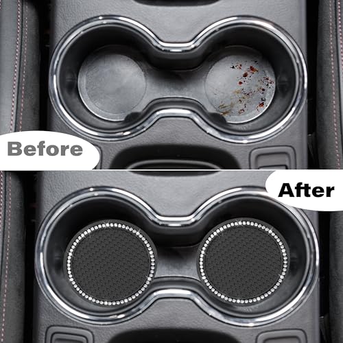 BFXM 2 PCS Bling Cup Holder Coasters for Car 2.75 inch (White - Product Imagery