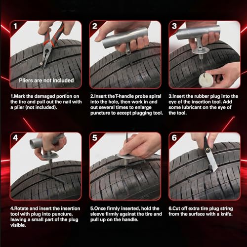CKAuto 36 pcs Universal Tire Repair Kit with Plugs Heavy Duty - Product Imagery