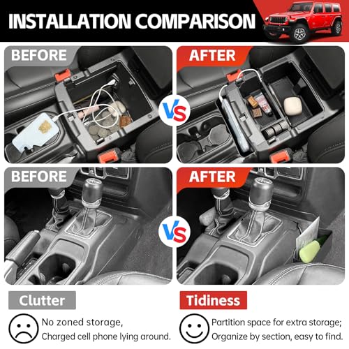 Center Console Gear Shift Organizer Fit for 2018-2025 Jeep - Product Imagery