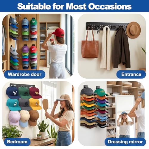 2 Pack Hat Hook Organizer for Baseball Caps, Hat Hanger Holder - Product Imagery