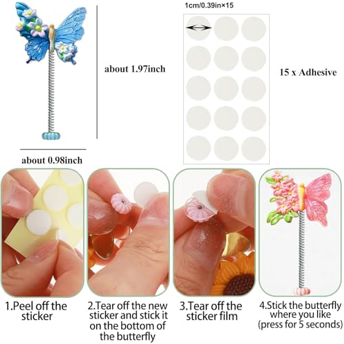 6Pcs Cute Butterfly Car Rear View Mirror Accessories, Colorful - Product Imagery