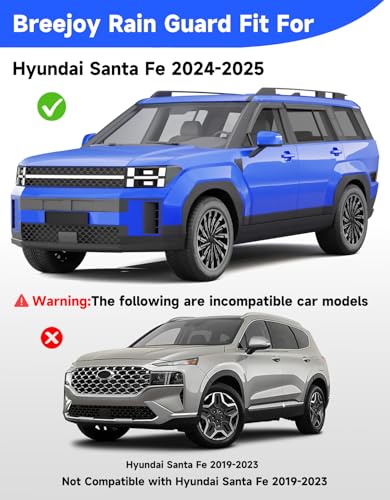 Tape-on Window Visors Rain Guards for Hyundai Santa Fe 2024 2025 - Product Imagery