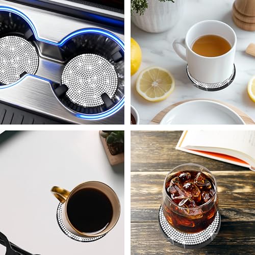 BFXM 2 PCS Bling Cup Holder Coaster, 2.75“ Silicone Diamond Car - Product Imagery