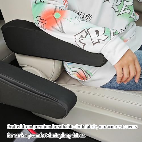 2PCS Arm Rest Cover for Car with Side Pocket,Breathable Cloth - Product Imagery