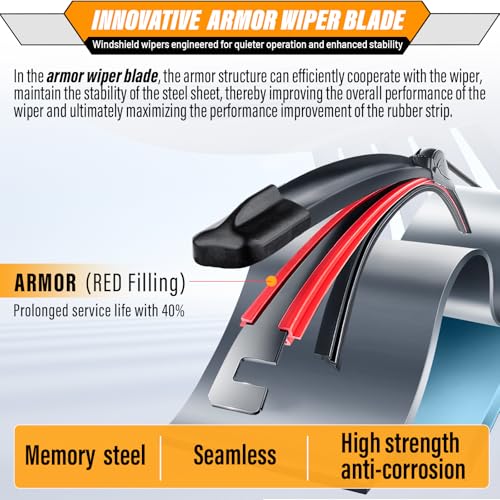 AUTOBOO Windshield Wiper Blade Replacement for Toyota RAV4 Mazda - Product Imagery