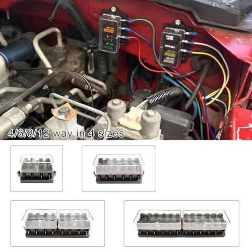 Yourkar 12 Way Blade Fuse Block Box Holder, 12 Circuit Fuse Box - Product Imagery