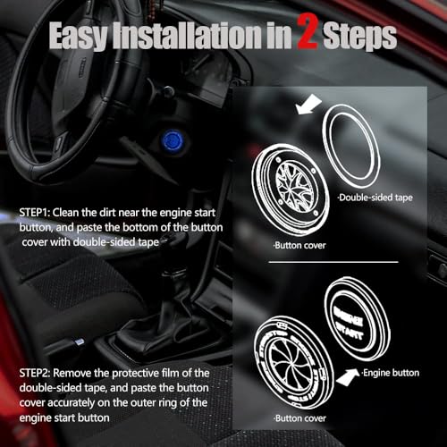 Tybasthe Rotary Push Start Button Cover, Car Accessories Engine - Product Imagery