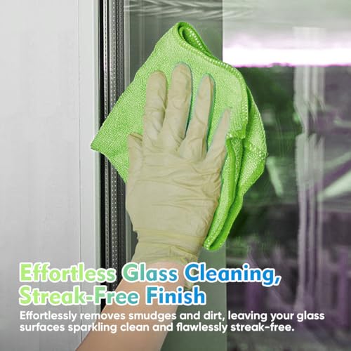 HOMEXCEL Green Microfiber Cleaning Cloth 12 Pack, 12.5 x 12.5 - Product Imagery