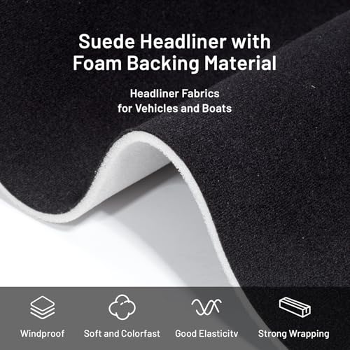 Babnecl Suede Auto Headliner Fabric 38" L × 60" W Microfiber - Product Imagery