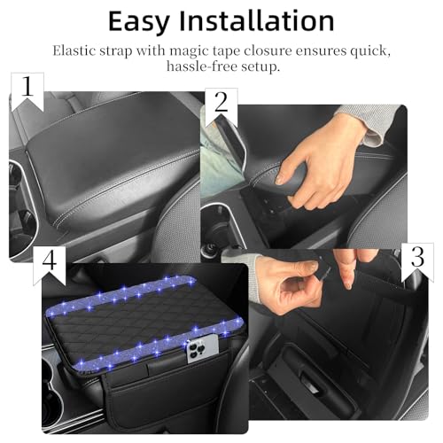 NBTEPEM Bling Car Center Console Cover, Leather Car Arm Rest - Product Imagery