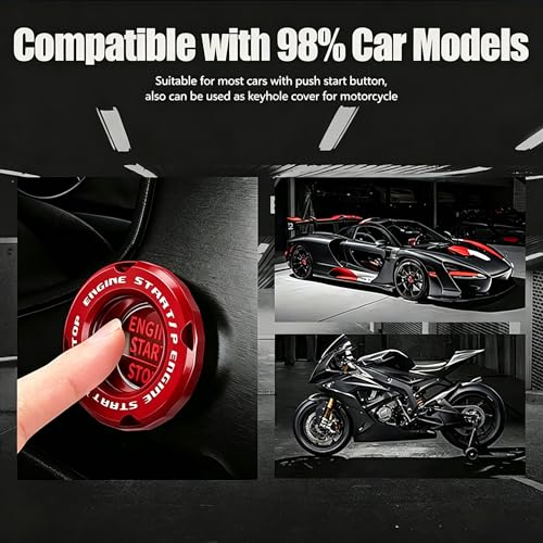 Rotary Push Start Button Cover, Car Engine Push to Start Stop - Product Imagery