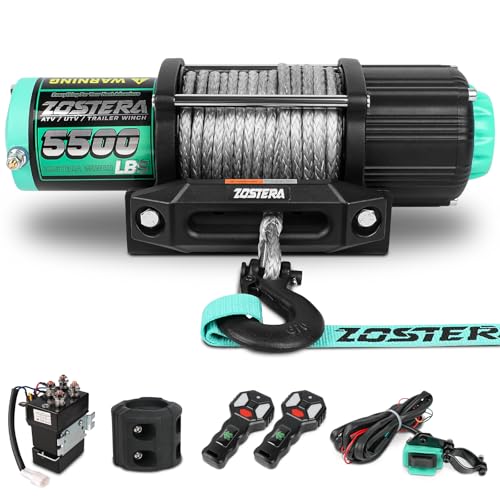 5500lbs ATV/UTV Winch with Synthetic Rope, Electric Boat Trailer - Product Imagery