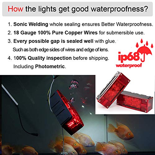 CZC AUTO 12V LED Low Profile Submersible Rectangular Trailer - Product Imagery