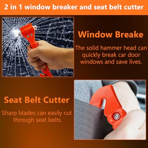 BFXM Car Window Breaker Hammer and Seat Belt Cutter 2-in-1, 2 - Product Imagery