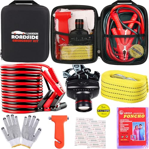 LIANXIN Car Roadside Emergency Kit,with Jumper Cables Car Safety - Product Imagery