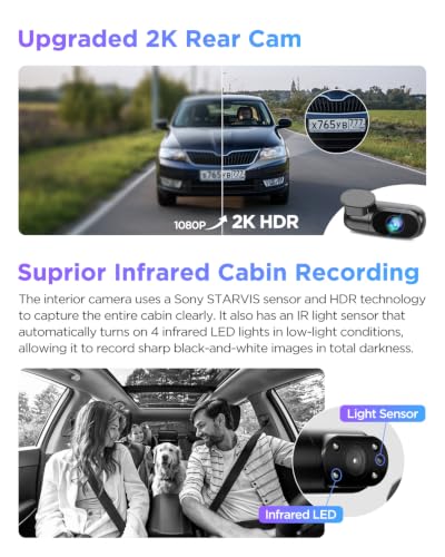 VIOFO A229 Pro 4K 3CH Dash Cam HDR for Front & Rear & Inside - Product Imagery