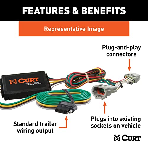CURT 56106 Vehicle-Side Custom 4-Pin Trailer Wiring Harness fits - Product Imagery