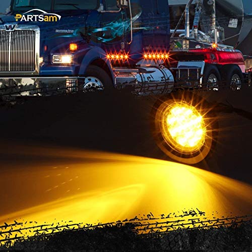 Partsam 2Pcs 2.5 Inch Round Amber 13 LED Side Marker Clearance - Product Imagery