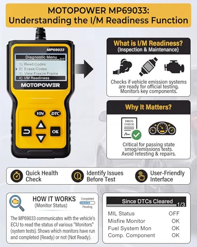 MOTOPOWER MP69033 Car OBD2 Scanner Code Reader Engine Fault - Product Imagery