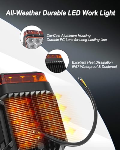 4 Inch LED Strobe Light, Amber Emergency Warning Flashing Work - Product Imagery