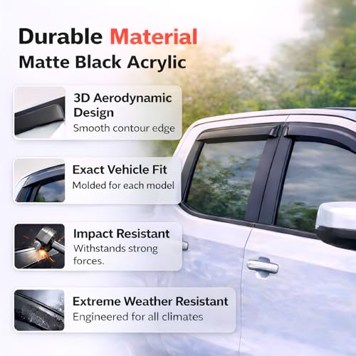 KPY Rain Guards Fit for 2017-2026 Honda Ridgeline, Out-Channel - Product Imagery
