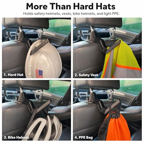 Hard Hat Holder for Truck Seat, Headrest Hook Hanger for Hardhat - Product Imagery