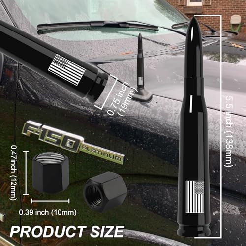 Car Truck Antenna with Tire Valve Caps American Flag Universal - Product Imagery