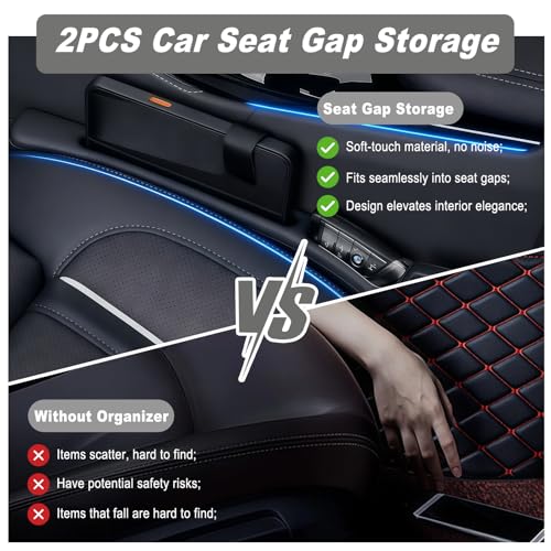 Car Seat Gap Filler, 2 PCS Car Seat Gap Filler Organizer with - Product Imagery