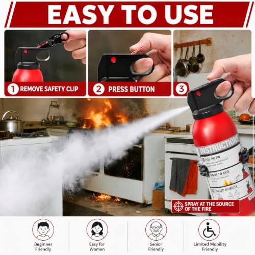Small Fire Extinguisher for Home & Car – (2-Pack, 1.32lb Each) - Product Imagery