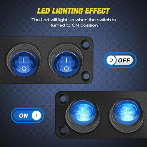 Nilight 3 Gang Rocker Toggle Switch Panel Waterproof - Product Imagery