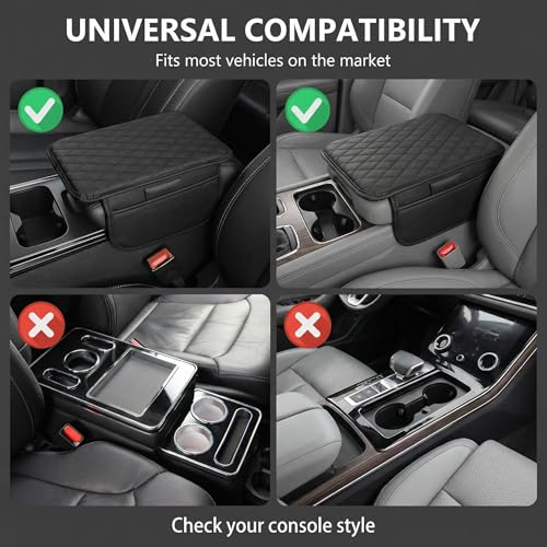 Car Center Console Cover, Leather Car Arm Rest Cover, Middle - Product Imagery