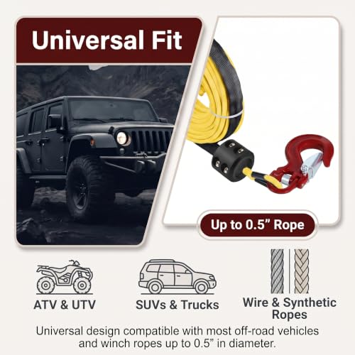 Winch Cable Hook Stopper, Heavy Duty Rubber Rope Line Saver, - Product Imagery