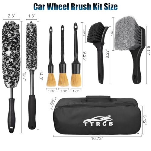 8Pcs Wheel Brush, Tire Brush, Wheel Cleaner Brush Set - 2 Soft - Product Imagery