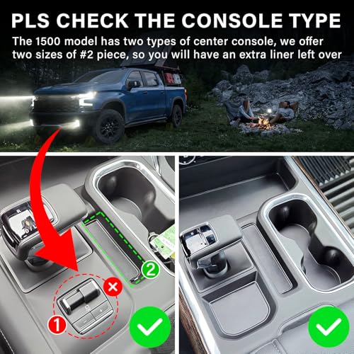 7Pcs Center Console Liners for 2023-2026 Chevy Silverado/GMC - Product Imagery