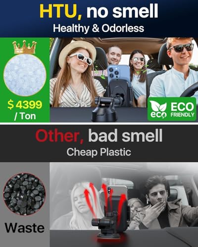 HTU Car Phone Holder【2026 Upgraded 100+LBS Suction & Safety - Product Imagery