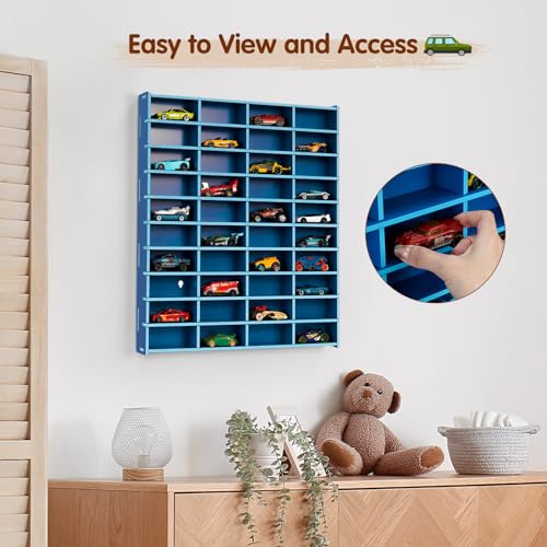 Krafetto 40-Slot Toy Car Display Shelf for 1/64 Cars, Wall - Product Imagery