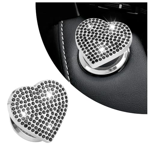 Bling Push Start Button Cover with Rhinestone,Heart Push to - Product Imagery