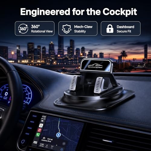 360° Rotatable Dashboard Car Phone Holder Black for Cell Phone - Product Imagery