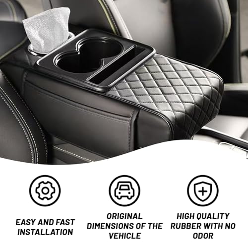 Car Armrest Cushion, 5 in 1 Center Console Cover with 2 Cup - Product Imagery