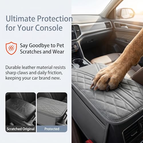 Car Center Console Cover, Leather Breathable Comfort Armrest - Product Imagery