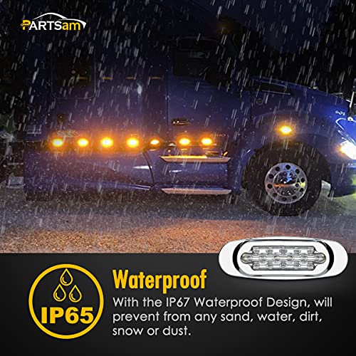 Partsam 10Pcs 6.5 Inch Clear Lens Amber Led Oval Marker Light 16 - Product Imagery